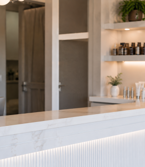 Modern spa reception with serene design